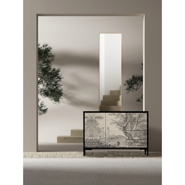 Čierno-béžová nízka komoda 113x84 cm Wilma – Really Nice Things-image-4