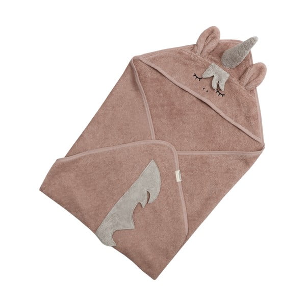 Ružová bavlnená detská osuška s kapucňou 75x75 cm Unicorn – Kindsgut-image-3