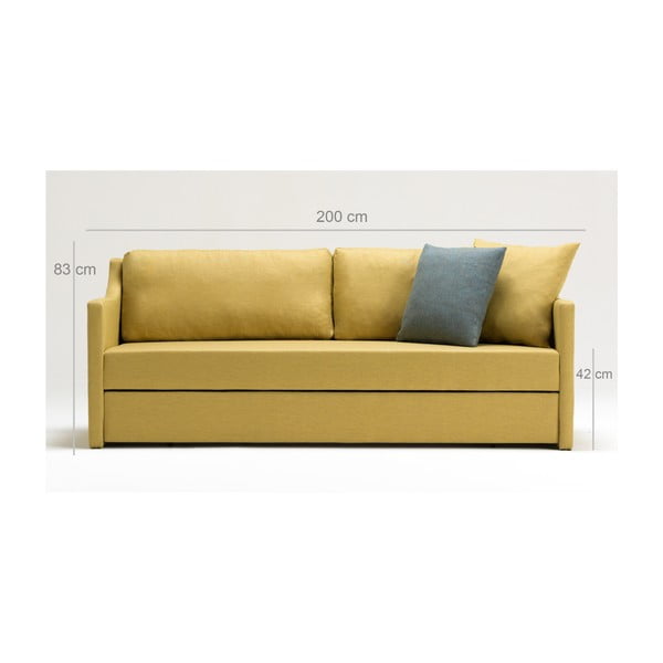 Žltá trojmiestna rozkladacia pohovka Balcab Home Doty-image-4