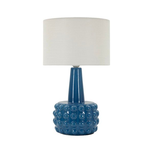 Biela/modrá keramická stolová lampa s textilným tienidlom (výška  51,5 cm) Gress – Mauro Ferretti