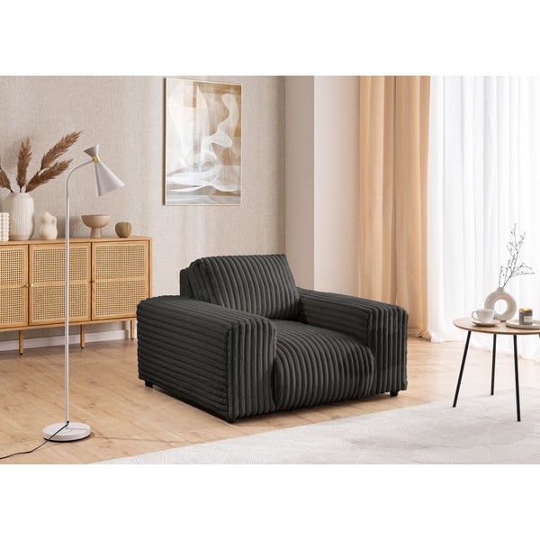 Tmavosivé menčestrové kreslo Justin – Ropez-image-4