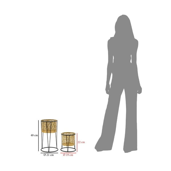 Súprava 2 stojanov na kvetináč v zlatej farbe Mauro Ferretti Leavy, výška 40 cm-image-2