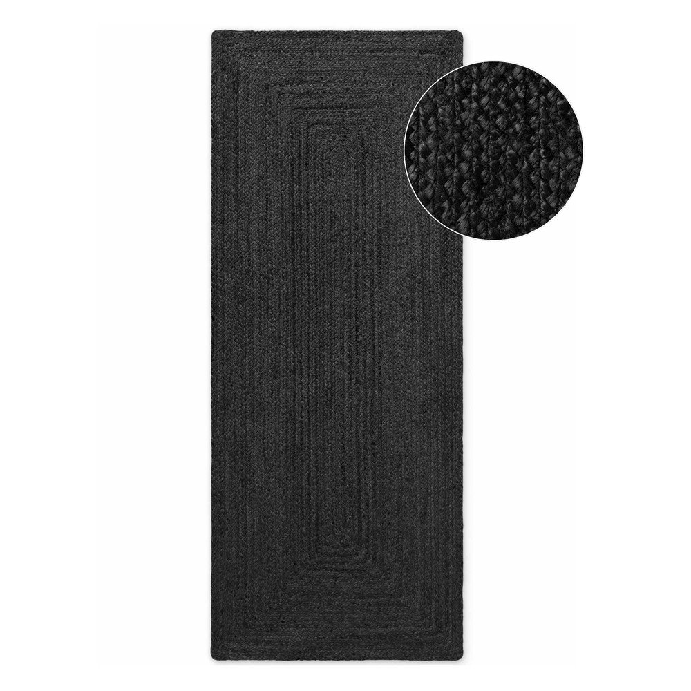 E-shop Čierny obojstranný/ručne tkaný jutový behúň 80x200 cm Juno – Hanse Home