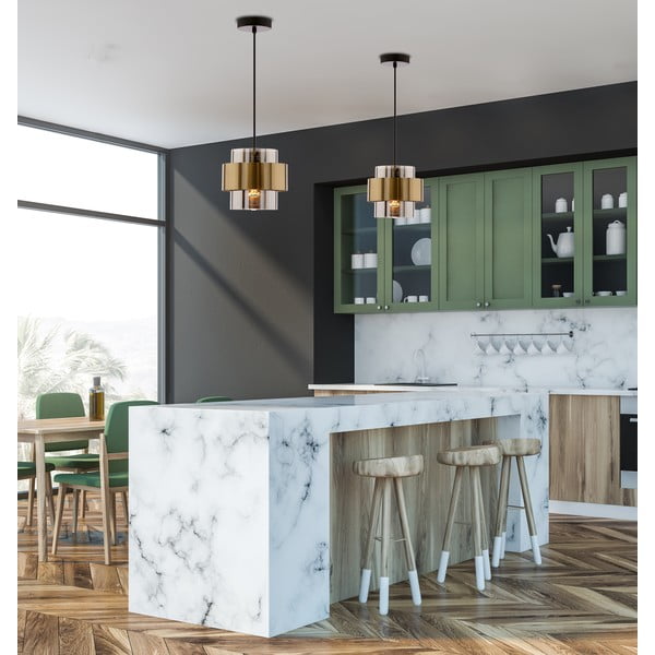 Čierne závesné svietidlo so skleneným tienidlom ø 18 cm Spiega – Candellux Lighting-image-1