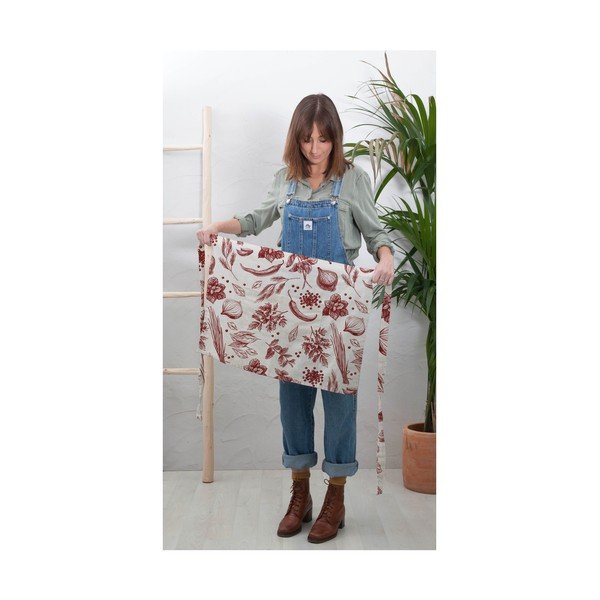 Kvetovaná zástera s prímesou ľanu Really Nice Things Delantal Red Peppers-image-1