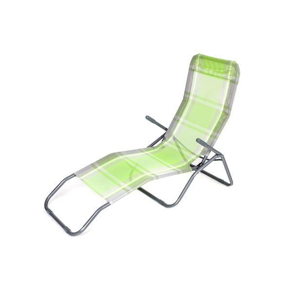 Zelené kovové skladacie záhradné ležadlo - Happy Green
