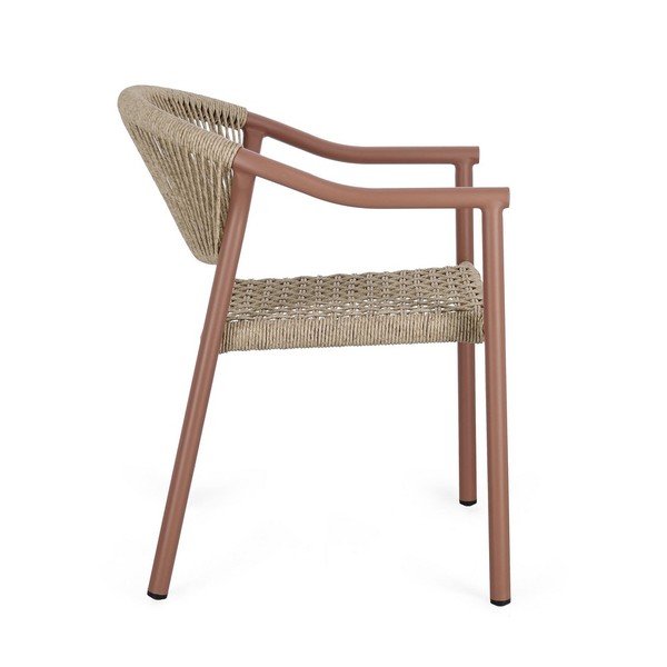 Červená/v prírodnej farbe kovová záhradná stolička Canarias – Bizzotto-image-3