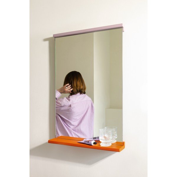 Nástenné zrkadlo s poličkou s dreveným rámom 50x75 cm Lun – noo.ma-image-1