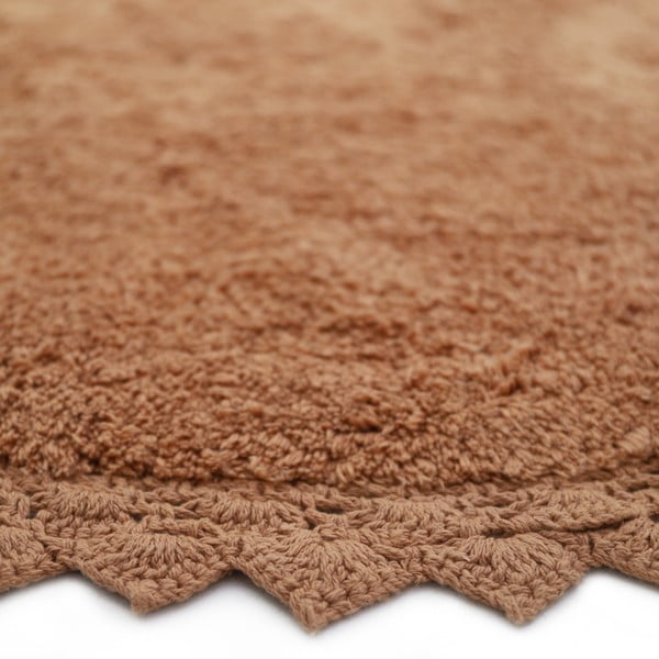 Umývateľný ručne tkaný bavlnený okrúhly koberec v tehlovej farbe ø 110 cm Perla Toffee – Nattiot-image-4