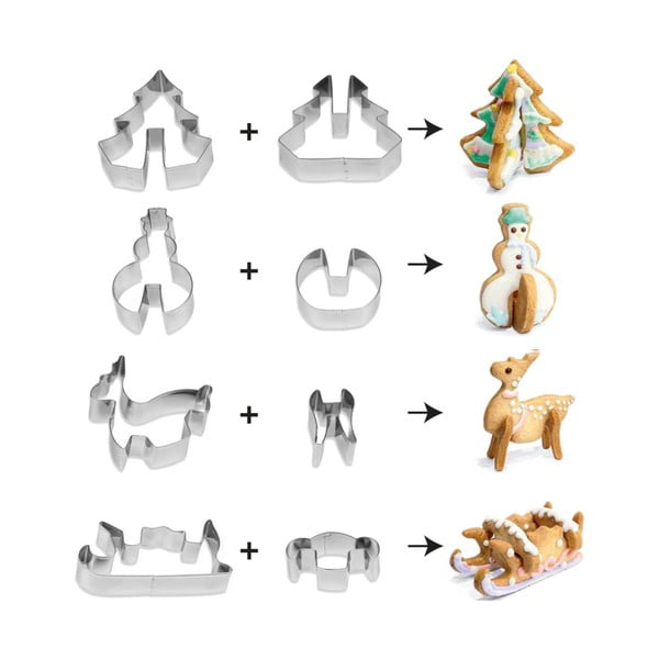 Súprava 4 vianočných formičiek Guardini 3D Cookies-image-1
