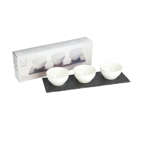 Súprava 3 bielych porcelánových omáčkových misiek s podstavcom Mikasa-image-2