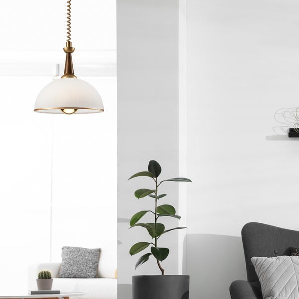 Závesné svietidlo v zlato-tmavohnedej farbe so skleneným tienidlom ø 30 cm Ciara – LAMKUR-image-2