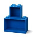 Súprava 2 detských modrých nástenných políc LEGO® Brick