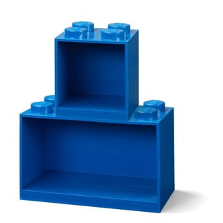 Súprava 2 detských modrých nástenných políc LEGO® Brick