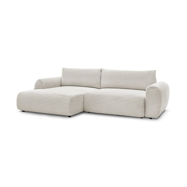 Krémová menčestrová rozkladacia rohová pohovka (ľavý roh) Lucien – Bobochic Paris-image-3