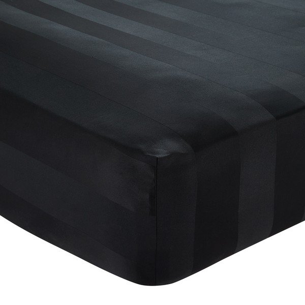 Čierna napínacia saténová plachta 150x200 cm So Soft Satin Stripe – Catherine Lansfield