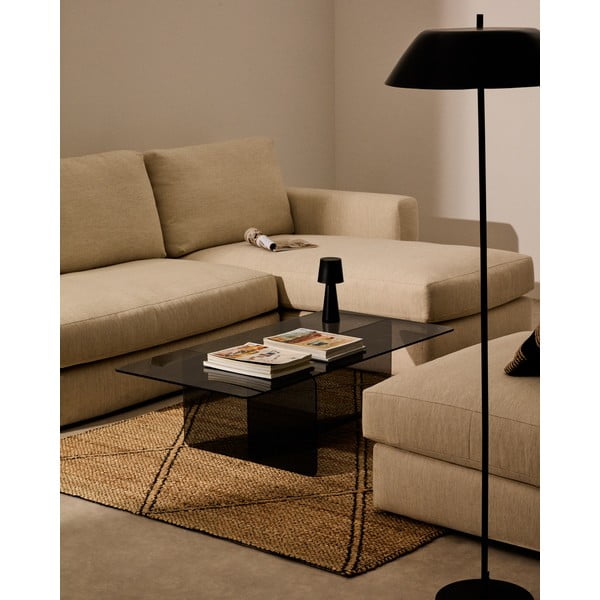 Sivý sklenený konferenčný stolík 60x120 cm Zaren – Kave Home-image-1