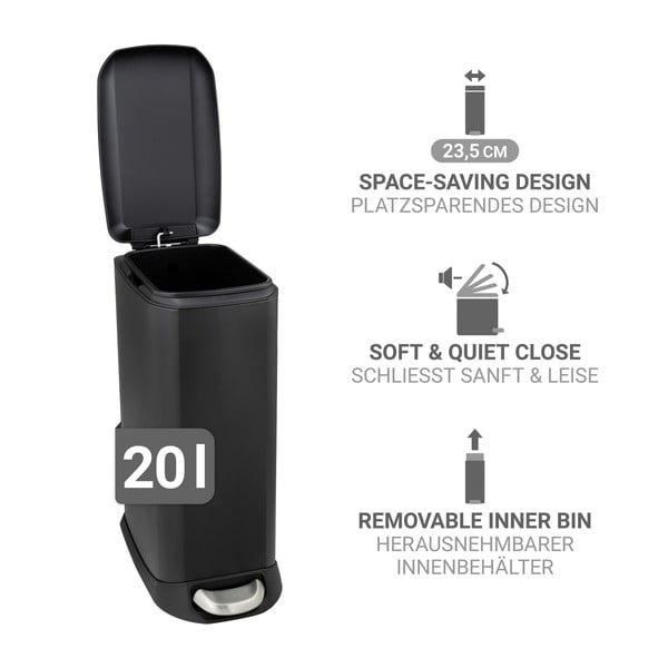 Matne čierny pedálový oceľový odpadkový kôš 20 l Design – Wenko-image-4