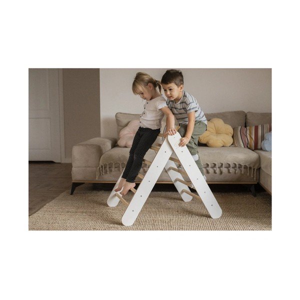 Biely pikler trojuholník z borovicového dreva 46x87x60 cm Montessori – Meowbaby-image-2