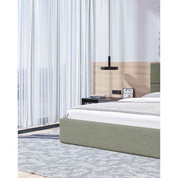 Zelená čalúnená dvojlôžková posteľ s úložným priestorom s roštom 160x200 cm Bufo – MESONICA-image-4