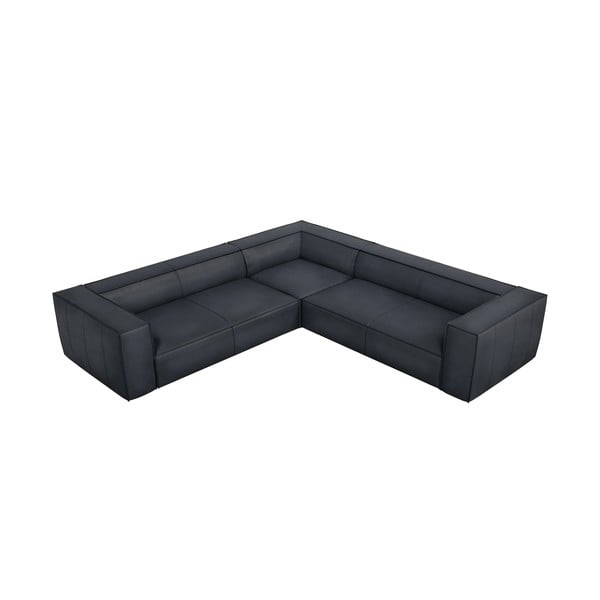 Tmavomodrá kožená rohová pohovka (variabilná) Madame – Windsor & Co Sofas-image-2