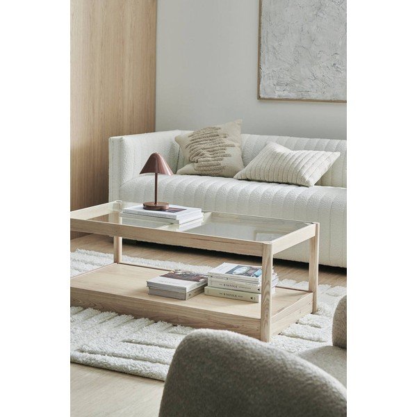 Konferenčný stolík so sklenenou doskou v prírodnej farbe 60x120 cm Class – Ellos Home-image-1