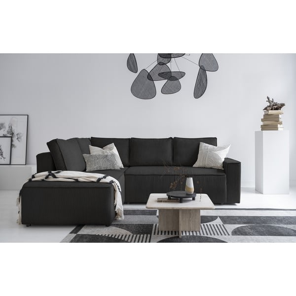 Antracitovosivá menčestrová rozkladacia rohová pohovka (ľavý roh) Brave Dave – Miuform-image-4