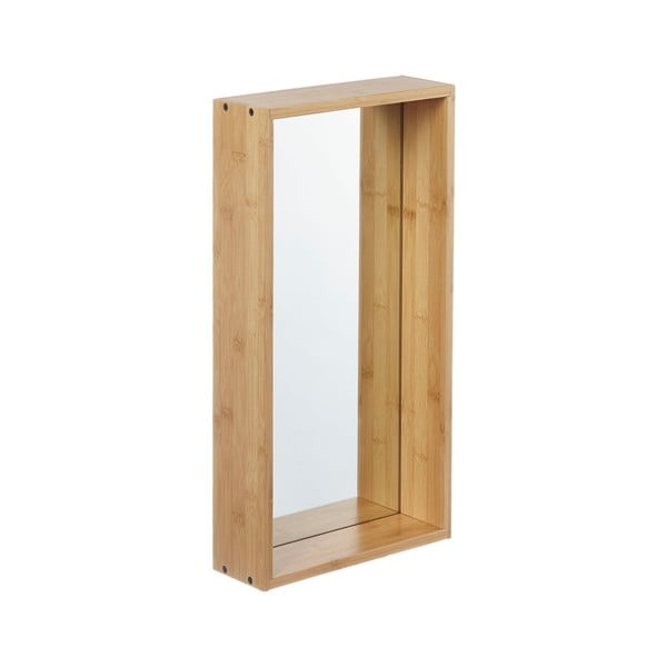 Nástenné zrkadlo s rámom z bambusového dreva Furniteam Design, 50 x 26 cm