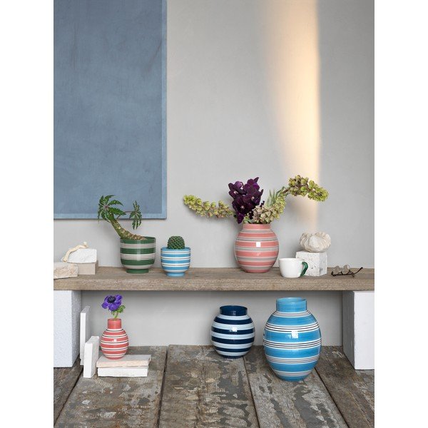 Tmavozeleno-biely keramický kvetináč Kähler Design Nuovo, ø 15 cm-image-1