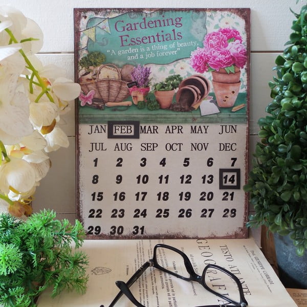 Stolový kovový kalendár Gardening Essentials