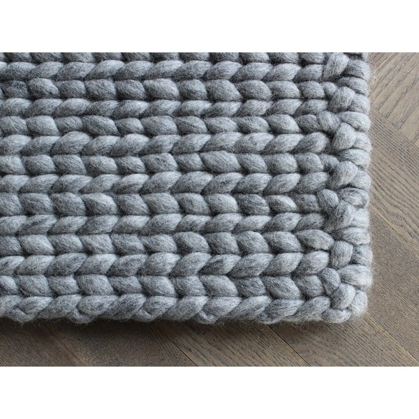 Oceľovosivý pletený vlnený koberec Wooldot Braided rugs, 170 x 240 cm-image-1