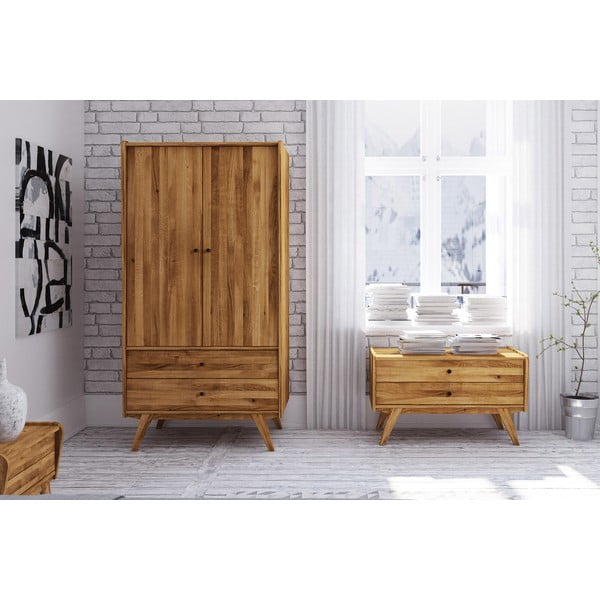 Šatníková skriňa z dubového dreva 100x200 cm Retro - The Beds-image-4