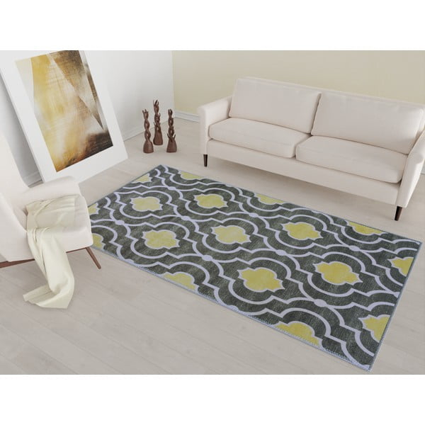 Žlto-sivý prateľný koberec 80x50 cm - Vitaus-image-1