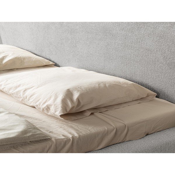 Svetlosivá čalúnená dvojlôžková posteľ s roštom 140x200 cm Makana – Makamii-image-1