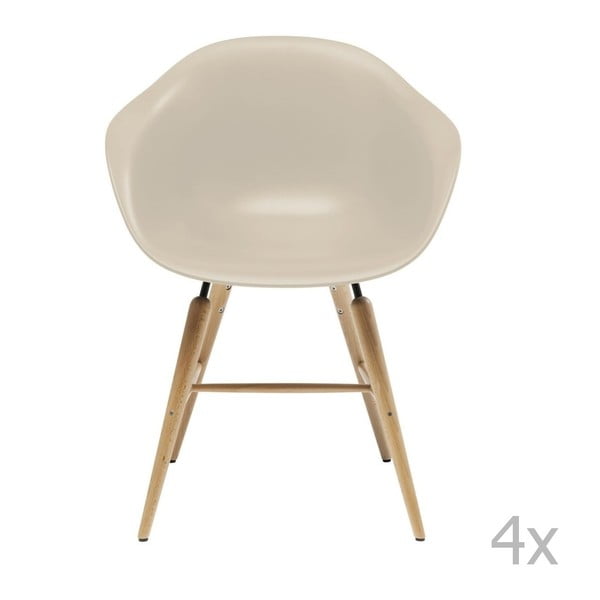 Sada 4 béžových jedálenských stoličiek s podnožou z bukového dreva Kare Design Forum