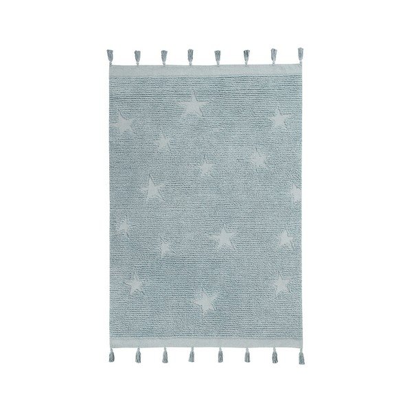 Modrý prateľný ručne tkaný bavlnený detský koberec 120x175 cm Hippy Stars Aqua – Lorena Canals