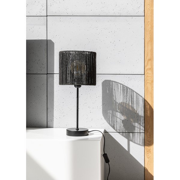 Čierna stolová lampa s tienidlom z trstinového výpletu (výška 48 cm) Foresto – GTV-image-1