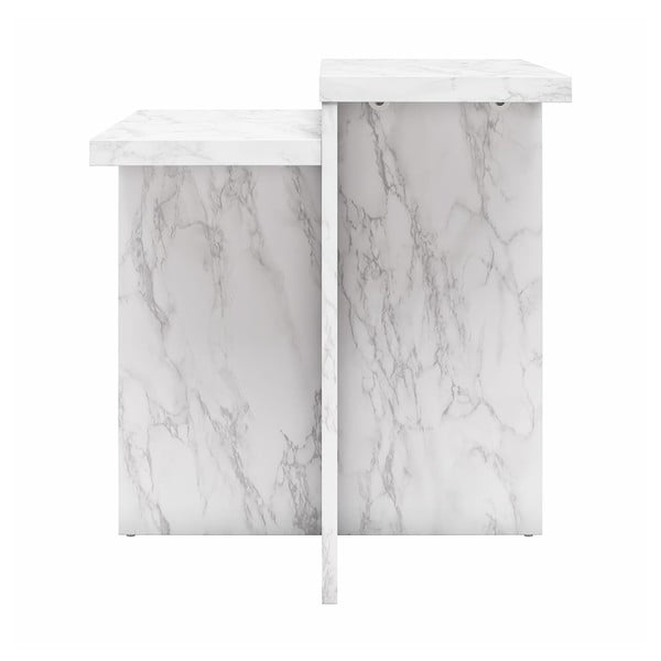 Biely konferenčný stolík v dekore mramoru 56x56 cm Brielle – CosmoLiving by Cosmopolitan-image-2