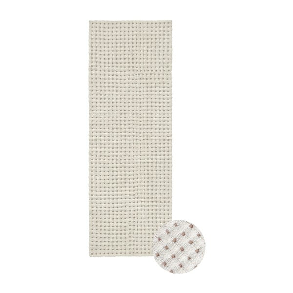 Slonovinový prateľný/ručne tkaný vlnený behúň 80x230 cm Unexpected Wool – Lorena Canals