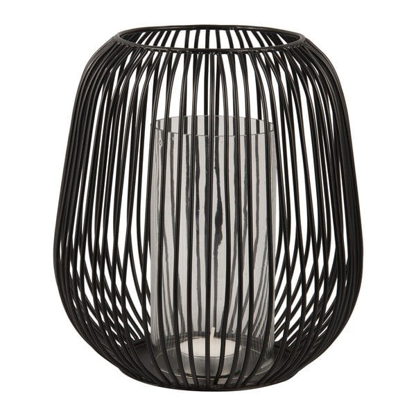 Čierny stolový lampáš PT LIVING Lantern, výška 21 cm