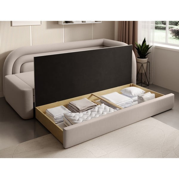 Béžová zamatová rozkladacia/s úložným priestorom pohovka ľavý roh 223 cm Fabillo – ELTAP-image-4