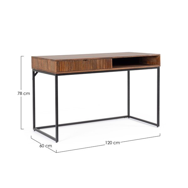 Pracovný stôl s doskou z mangového dreva 60x120 cm Tadita – Bizzotto-image-4