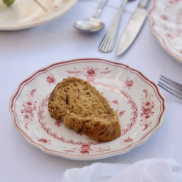 Červený/biely dezertný kameninový tanier ø 17 cm Vila – Costa Nova-image-1