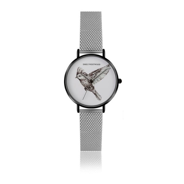 Dámske hodinky s remienkom z nehrdzavejúcej ocele v striebornej farbe Emily Westwood Bird