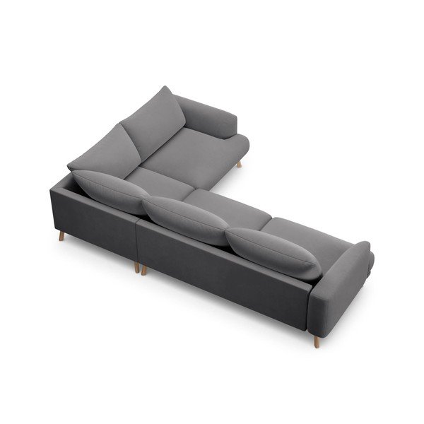 Sivá zamatová rohová pohovka (pravý roh/do L) Naomi – Micadoni -image-3