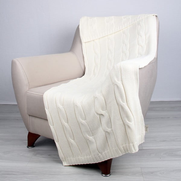 Svetlobéžová bavlnená deka Couture, 170 × 130 cm