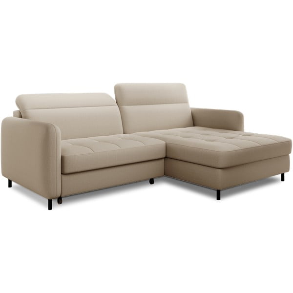 Béžová zamatová rozkladacia/s úložným priestorom rohová pohovka (pravý roh/s leňoškou) Gomsi – ELTAP-image-2