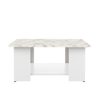 Biely konferenčný stolík s doskou v dekore mramoru 67x67 cm Square - TemaHome France