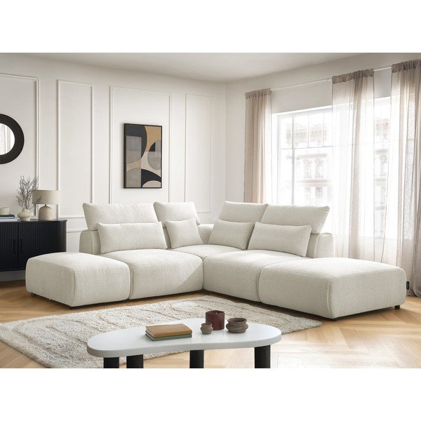 Biela polohovacia modulárna rohová pohovka Jana – Bobochic Paris-image-1
