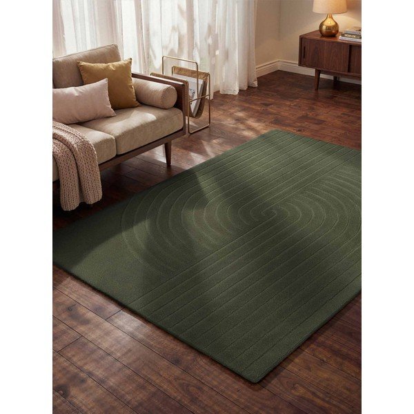 Tmavozelený ručne tkaný vlnený koberec 80x150 cm Arcura – Vikosa-image-1